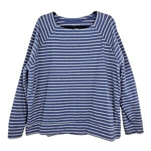 LL Bean Women's Striped Long Sleeve T Shirt Blue White 2X Regular